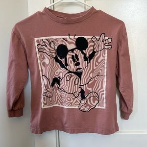 Zara Girls Size 7 Mickey Mouse Long Sleeve Shirt